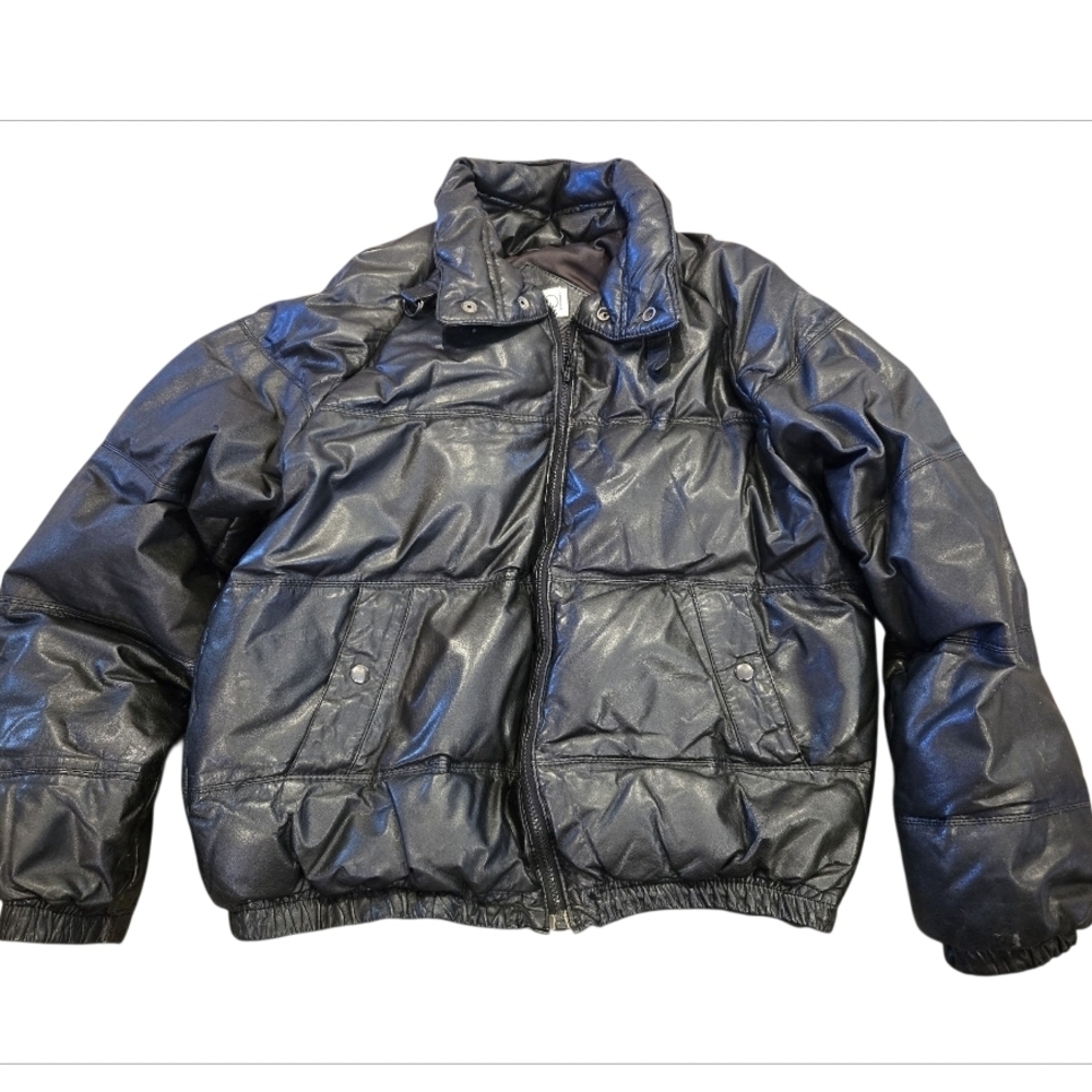 Vintage Caspi black leather puffer jacket size M/L (Unisex In My Opinion) Sz 40